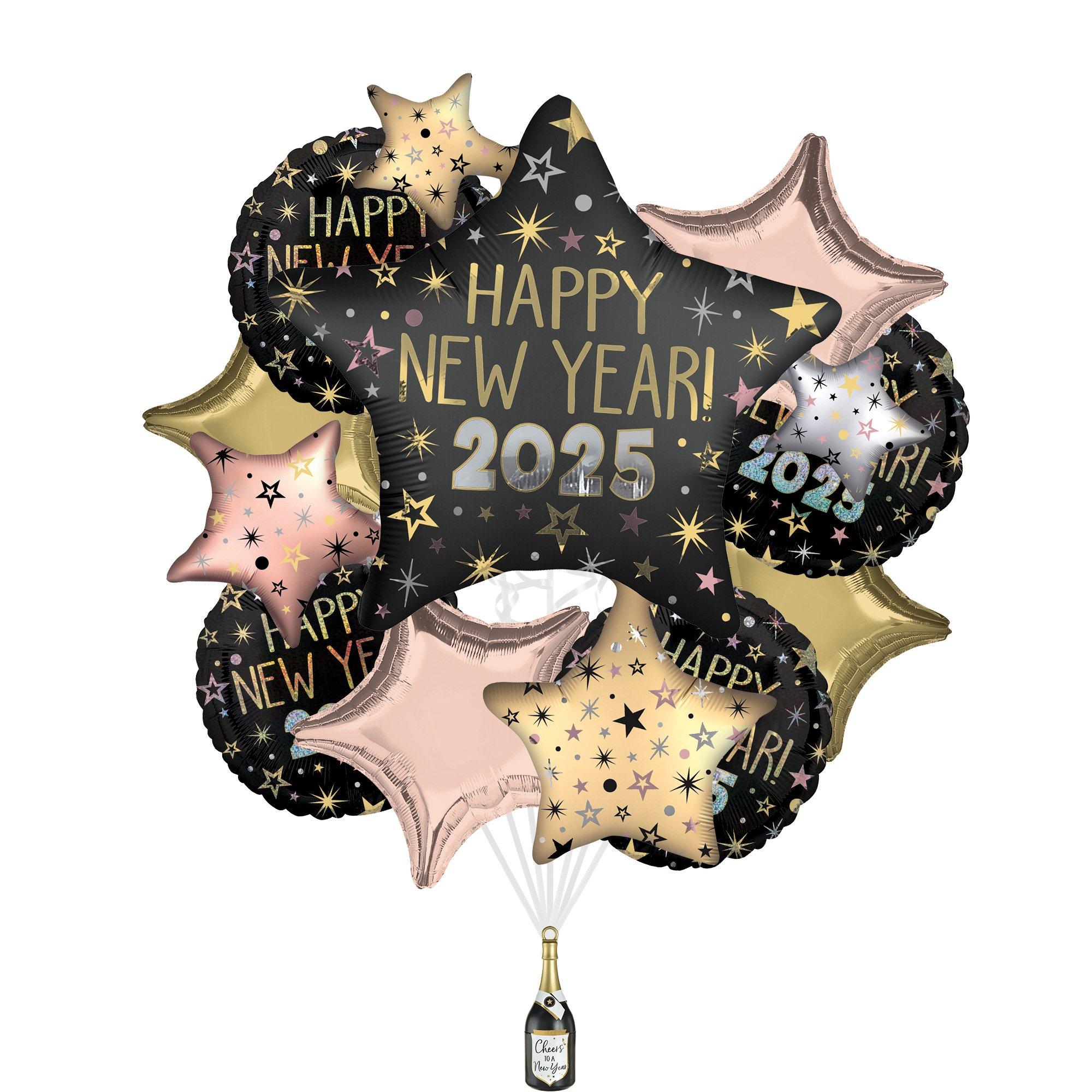 New Year Celebration 2025 Foil Balloon Bouquet